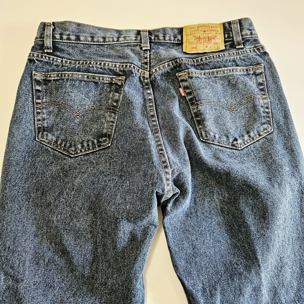 501 Levi Strause & Co XX VTG 90's Button Fly Men Size 36 x 30 Dark Denim Jeans - Picture 7 of 7